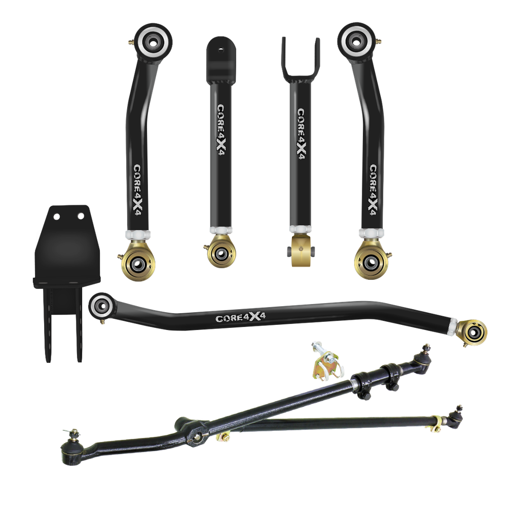 Jeep Cherokee XJ 84-01 MJ 86-92 6pc Crawl Series Adjustable Control Arms, Track Bar, Steering Kit