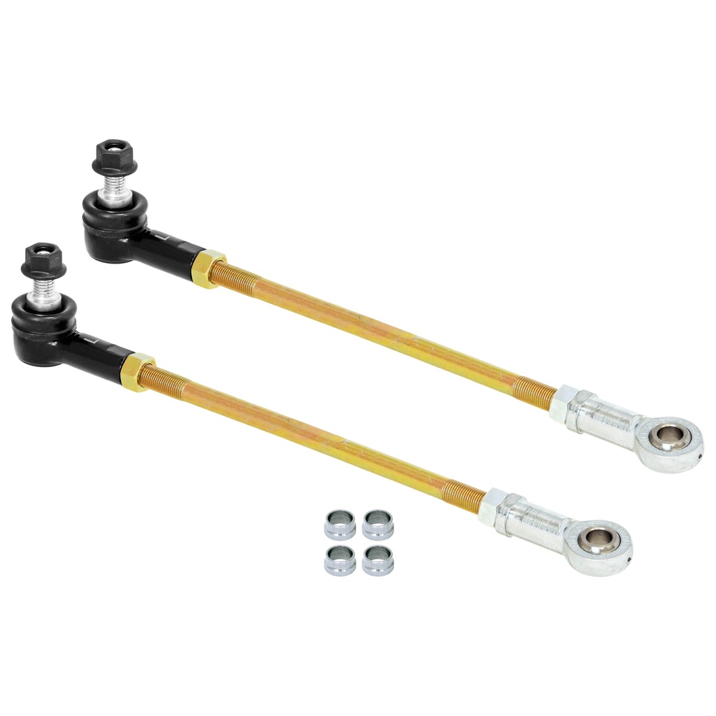 RockJock Adjustable Sway Bar End Link Kit for JT Rear (12 1/2 in. Long Rods, Sealed Rod Ends, Thru-Bolt Heims, Jam Nuts, Misalignment Spacers, pair)