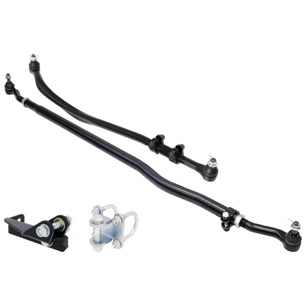 RockJock Currectlync JL/JT Steering System incl. organically shaped, forged drag link, 42mm chromoly tie rod tube, forged steel ends, stabilizer shock brackets