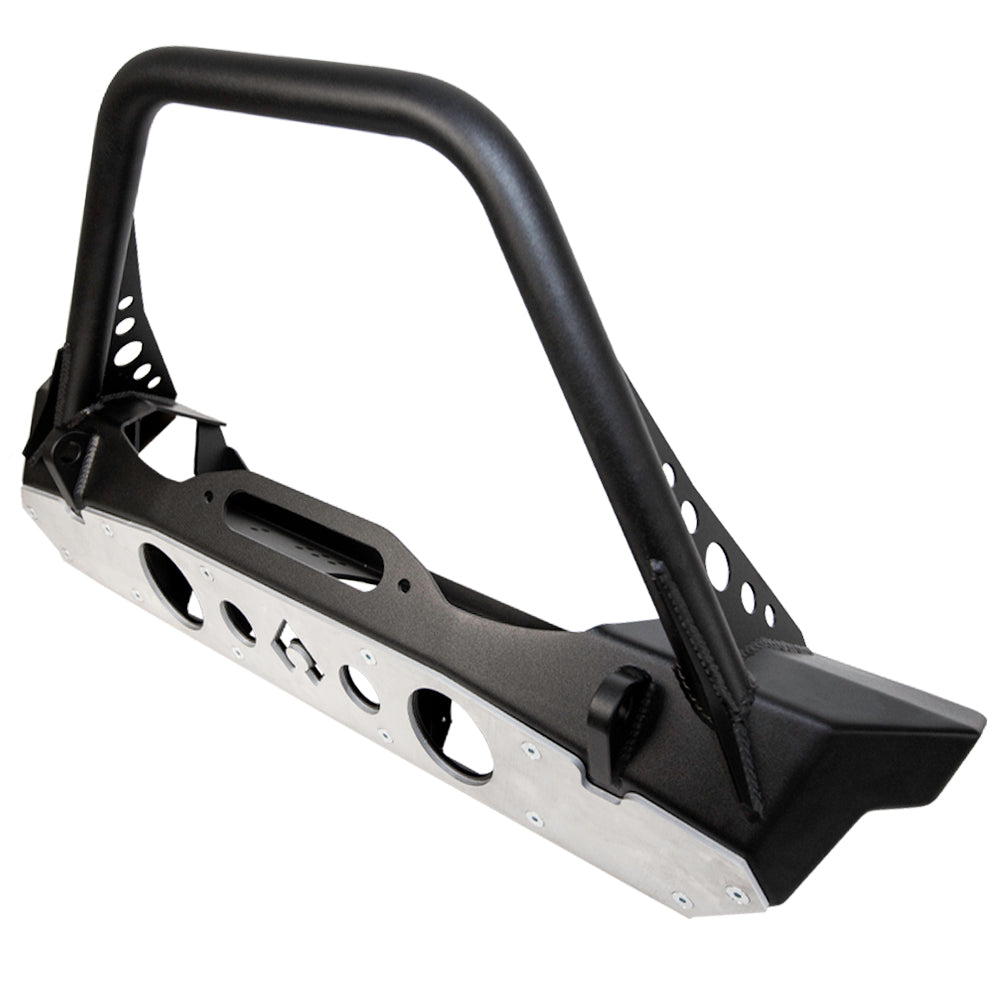 Nighthawk Stinger Front Bumper w- Aluminum Skid for JK, JL, & JT - Black Powder Coat