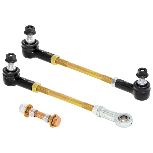 [RJ-243100-103] RockJock Adjustable Sway Bar End Link Kit for JL/JT Front (8 1/2 in. Long Rods w/ Sealed Rod Ends and Jam Nuts, pair)